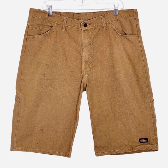 Dickies Brown Work Shorts Utility Carpenter Style Mens Size 38 Pockets - Picture 1 of 9